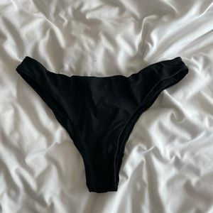 Black swimsuit bottoms, most likely size small